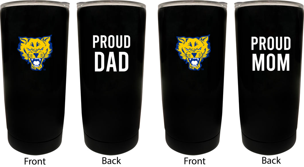 Fort Valley State University NCAA Insulated Tumbler - 16oz Stainless Steel Travel Mug Proud Mom and Dad Design Black