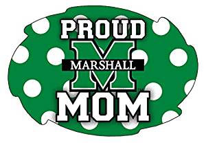 Marshall Thundering Herd 5x6-Inch Swirl Shape Proud Mom NCAA - Durable School Spirit Vinyl Decal Perfect Gift for Mom