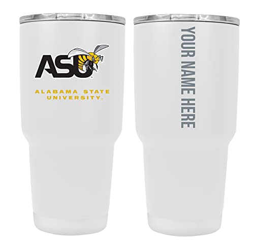 Custom Alabama State University White Insulated Tumbler - 24oz Engraved Stainless Steel Travel Mug