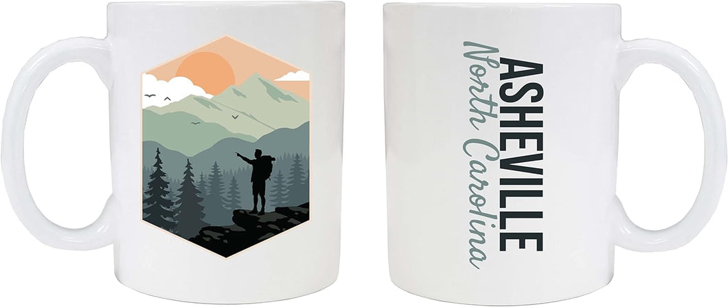 Asheville North Carolina Souvenir Hike Outdoors Design 8 oz Coffee Mug 2-Pack