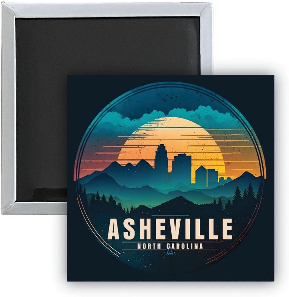 Asheville North Carolina Souvenir 2.5 x 2.5-Inch Durable & Vibrant Decor Fridge Magnet