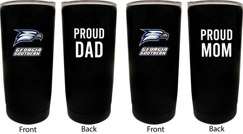 Georgia Southern Eagles NCAA Insulated Tumbler - 16oz Stainless Steel Travel Mug Proud Mom and Dad Design Black