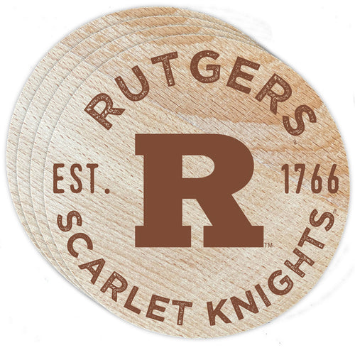 Rutgers Scarlet Knights Officially Licensed Wood Coasters (4-Pack) - Laser Engraved, Never Fade Design