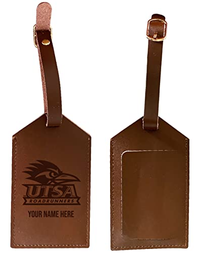 UTSA Road Runners Premium Leather Luggage Tag - Laser-Engraved Custom Name Option