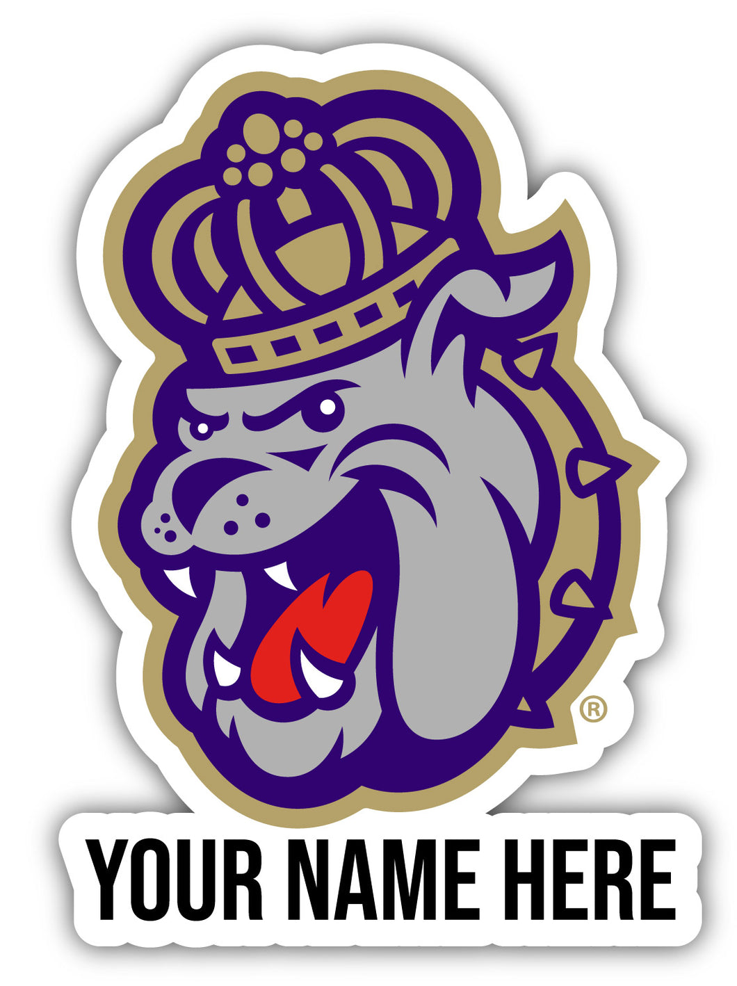 James Madison Dukes 9x14-Inch Mascot Logo NCAA Custom Name Vinyl Sticker - Personalize with Name