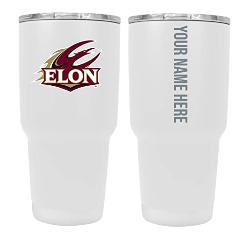 Custom Elon University White Insulated Tumbler - 24oz Engraved Stainless Steel Travel Mug