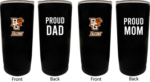 Bowling Green Falcons NCAA Insulated Tumbler - 16oz Stainless Steel Travel Mug Proud Mom and Dad Design Black