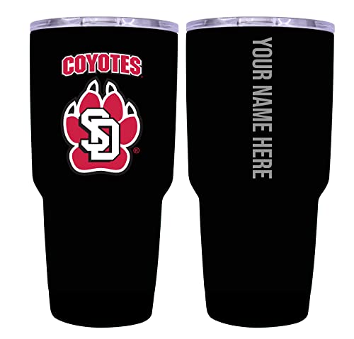 Custom South Dakota Coyotes Black Insulated Tumbler - 24oz Engraved Stainless Steel Travel Mug