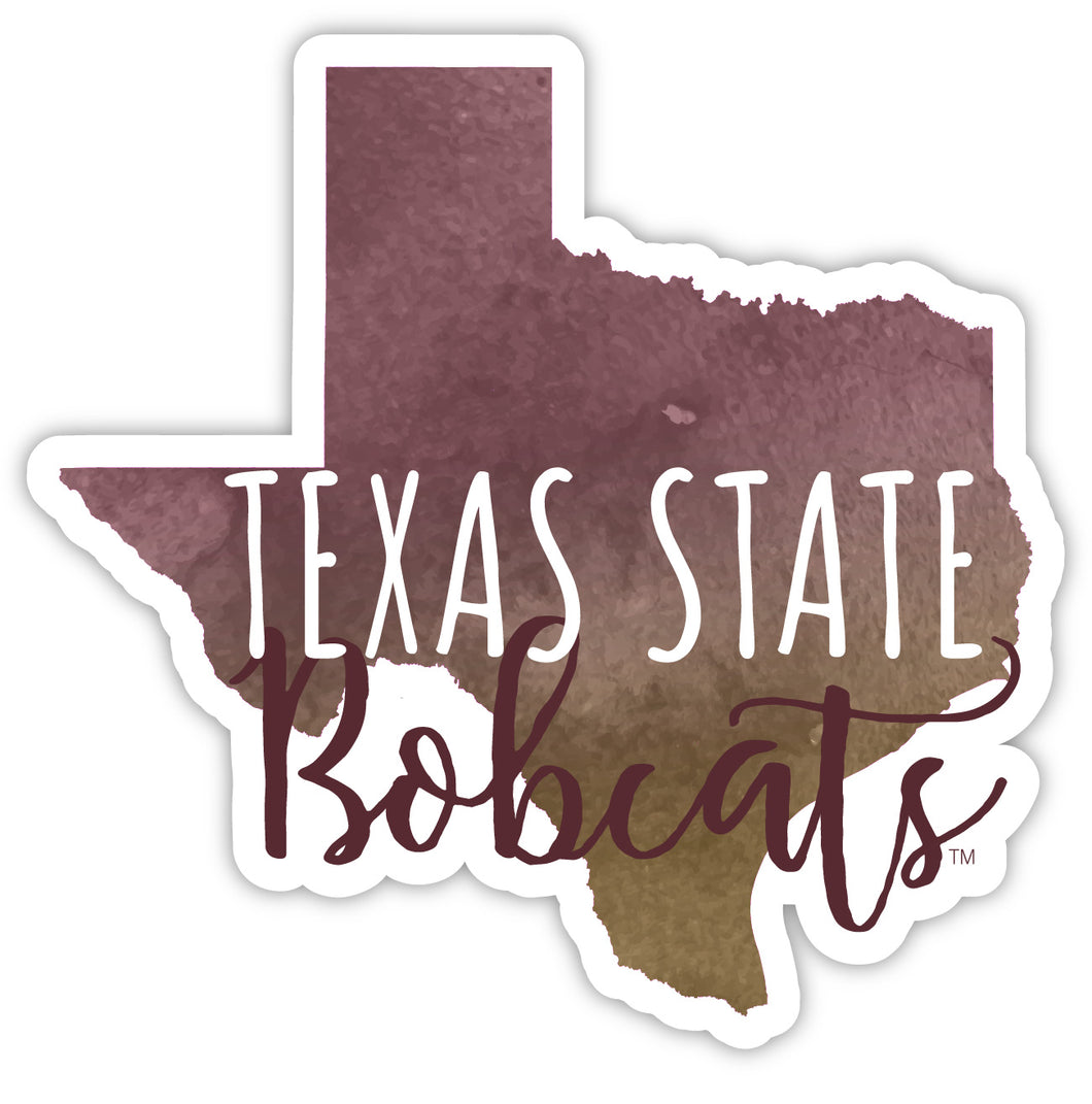 Texas State Bobcats 2-Inch on one of its sides Watercolor Design NCAA Durable School Spirit Vinyl Decal Sticker