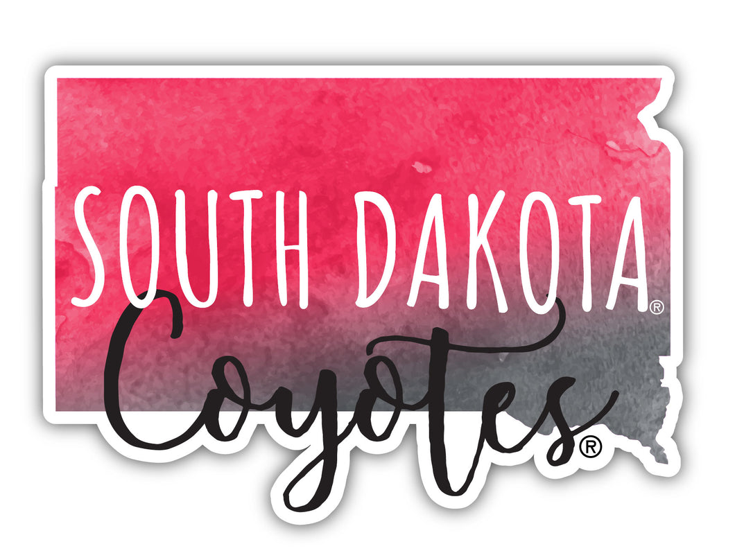 South Dakota Coyotes 2-Inch on one of its sides Watercolor Design NCAA Durable School Spirit Vinyl Decal Sticker