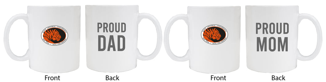 East Central University Tigers Proud Mom And Dad White Ceramic Coffee Mug 2 pack (White)