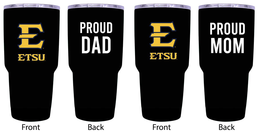 East Tennessee State University Proud Parent 24 oz Insulated Tumblers Set - Black, Mom & Dad Edition