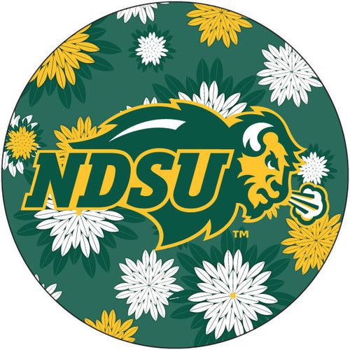 North Dakota State Bison Round 4-Inch NCAA Floral Love Vinyl Sticker - Blossoming School Spirit Decal