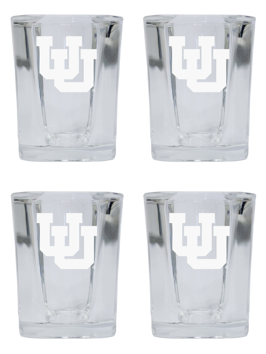 Utah Utes NCAA Collector's Edition 2oz Square Shot Glass - Laser Etched Logo 4-Pack