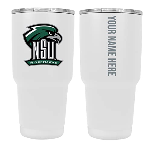 Custom Northeastern State University Riverhawks White Insulated Tumbler - 24oz Engraved Stainless Steel Travel Mug