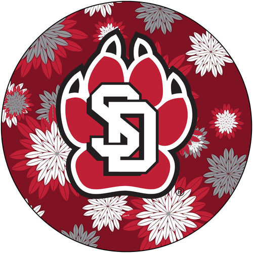 South Dakota Coyotes Round 4-Inch NCAA Floral Love Vinyl Sticker - Blossoming School Spirit Decal