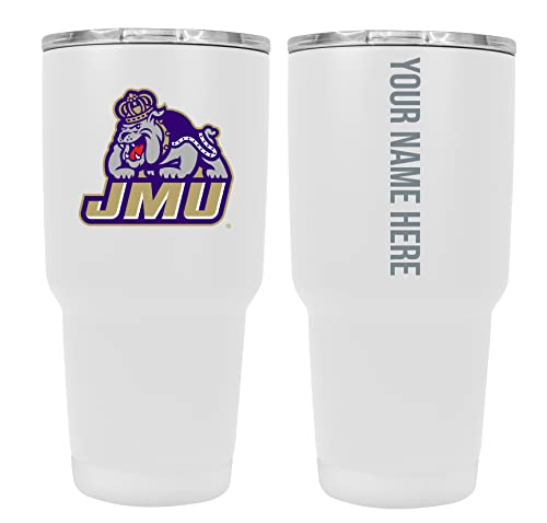 Custom James Madison Dukes White Insulated Tumbler - 24oz Engraved Stainless Steel Travel Mug