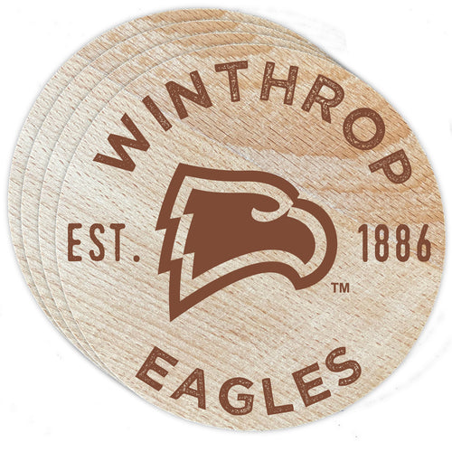 Winthrop University Officially Licensed Wood Coasters (4-Pack) - Laser Engraved, Never Fade Design