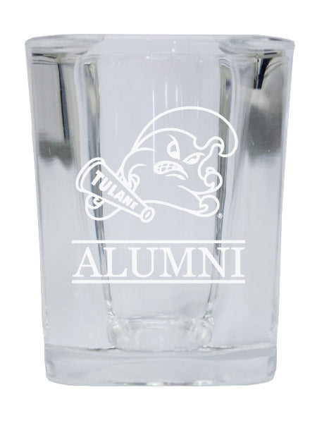 NCAA Tulane University Green Wave Alumni 2oz Laser Etched Square Shot Glass 