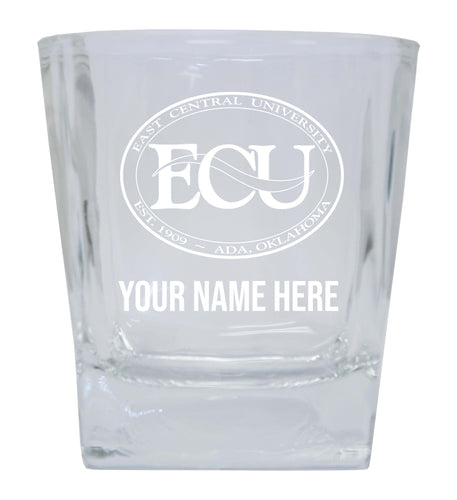 East Central University Tigers  Personalized NCAA Spirit Elegance 10oz Etched Glass Tumbler