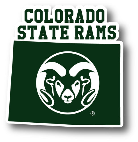 Colorado State Rams 4-Inch State Shape NCAA Vinyl Decal Sticker for Fans, Students, and Alumni