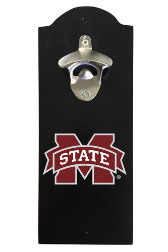 Mississippi State Bulldogs Wall-Mounted Bottle Opener – Sturdy Metal with Decorative Wood Base for Home Bars, Rec Rooms & Fan Caves