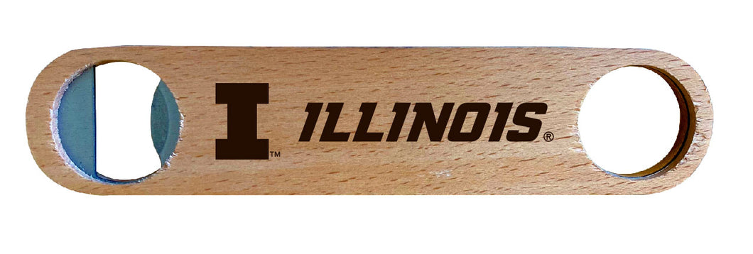 Illinois Fighting Illini NCAA Elegant Laser-Etched Wooden Bottle Opener - Collegiate Bar Accessory