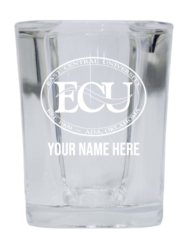 NCAA East Central University Tigers Personalized 2oz Stemless Shot Glass - Custom Laser Etched 4-Pack