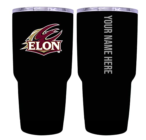 Custom Elon University Black Insulated Tumbler - 24oz Engraved Stainless Steel Travel Mug