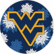 West Virginia Mountaineers Round 4-Inch NCAA Floral Love Vinyl Sticker - Blossoming School Spirit Decal