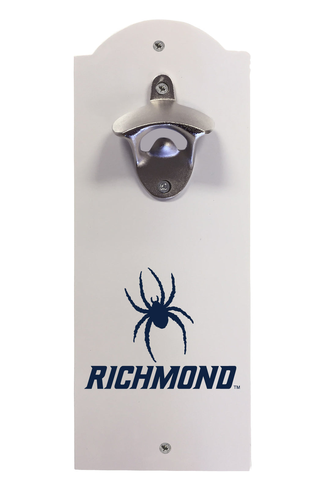 Richmond Spiders Wall-Mounted Bottle Opener – Sturdy Metal with Decorative Wood Base for Home Bars, Rec Rooms & Fan Caves