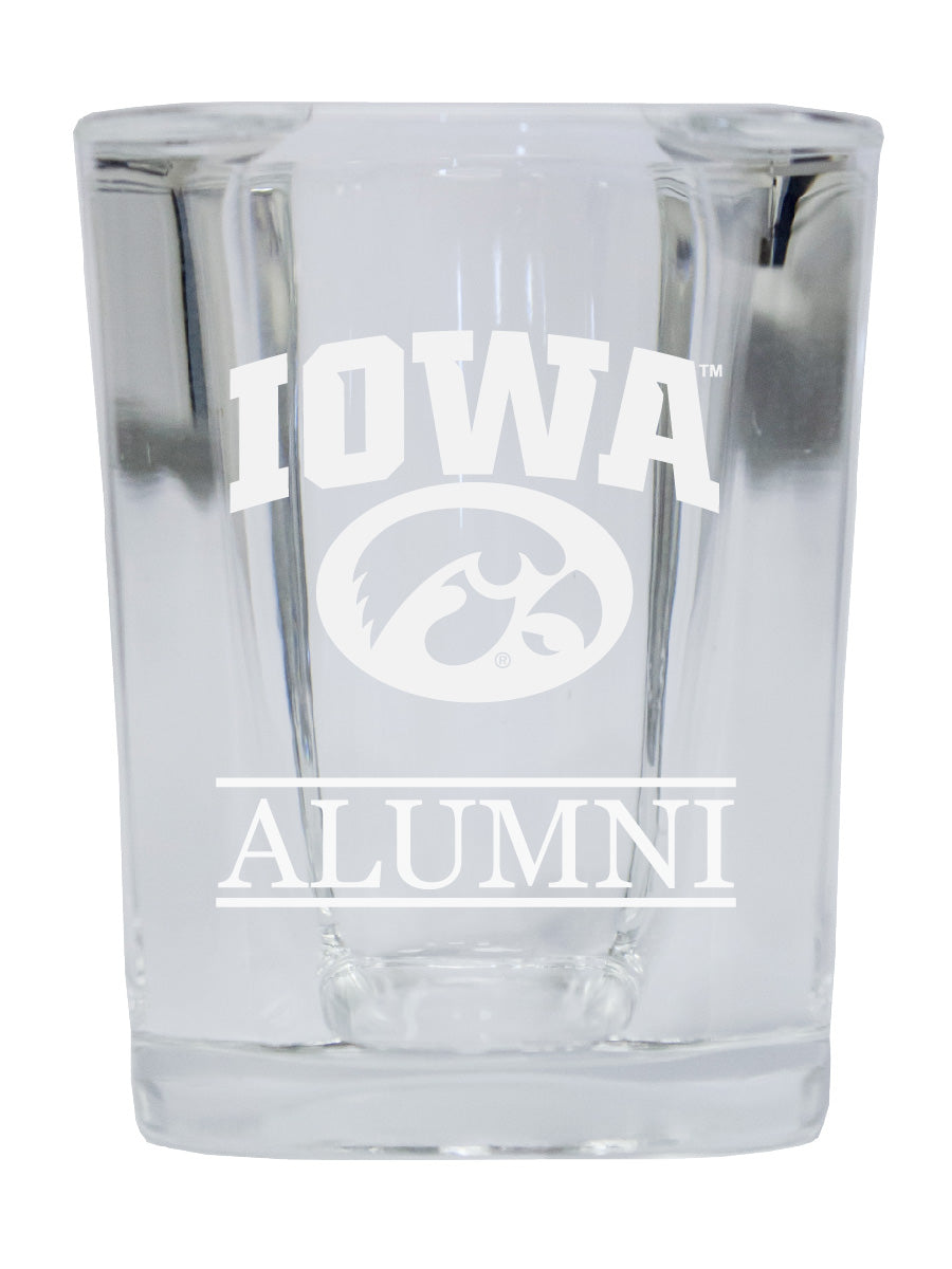 NCAA Iowa Hawkeyes Alumni 2oz Laser Etched Square Shot Glass 4-Pack