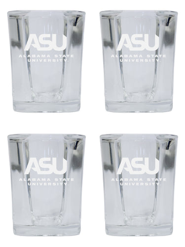 Alabama State University NCAA Collector's Edition 2oz Square Shot Glass - Laser Etched Logo 4-Pack