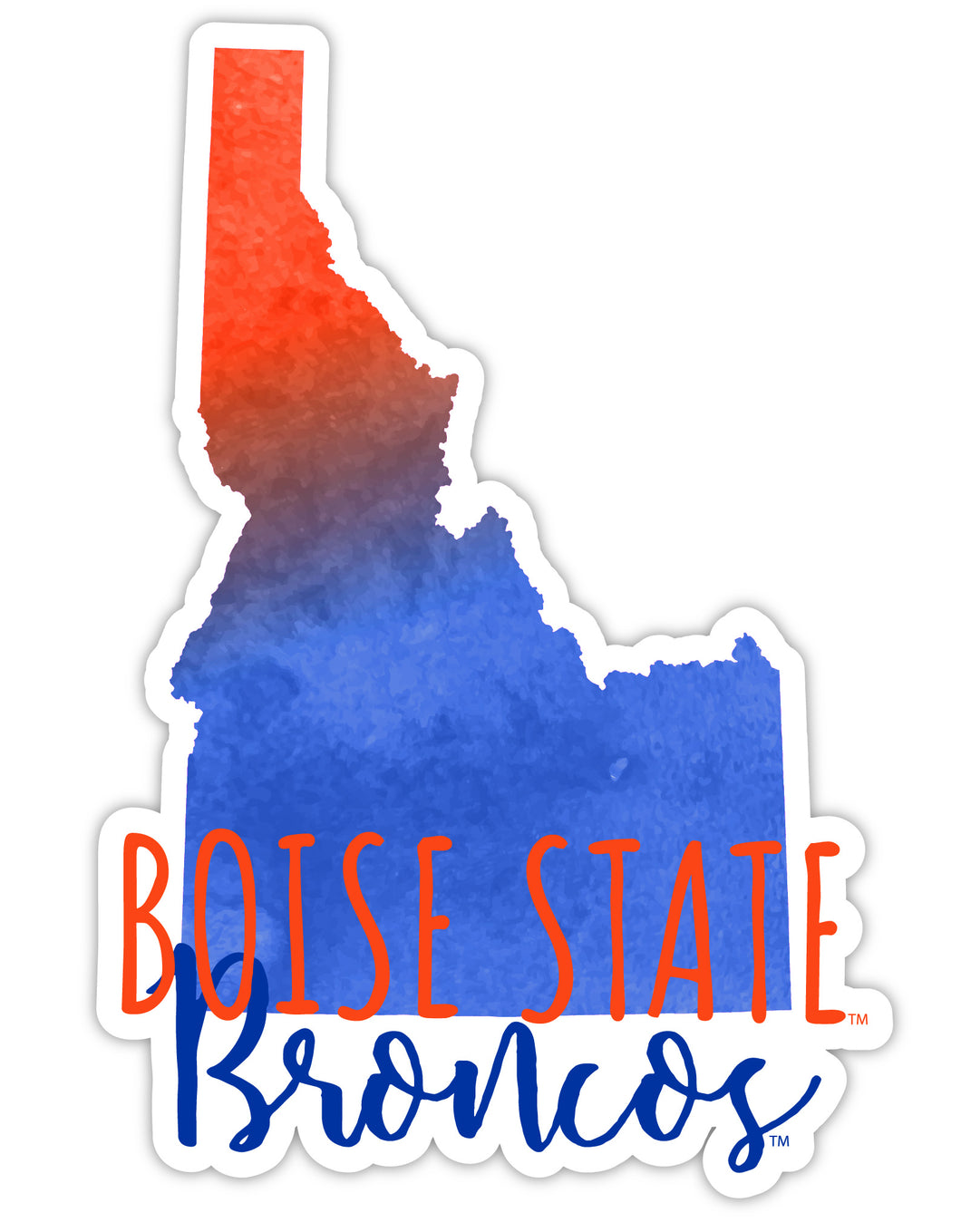 Boise State Broncos 2-Inch on one of its sides Watercolor Design NCAA Durable School Spirit Vinyl Decal Sticker