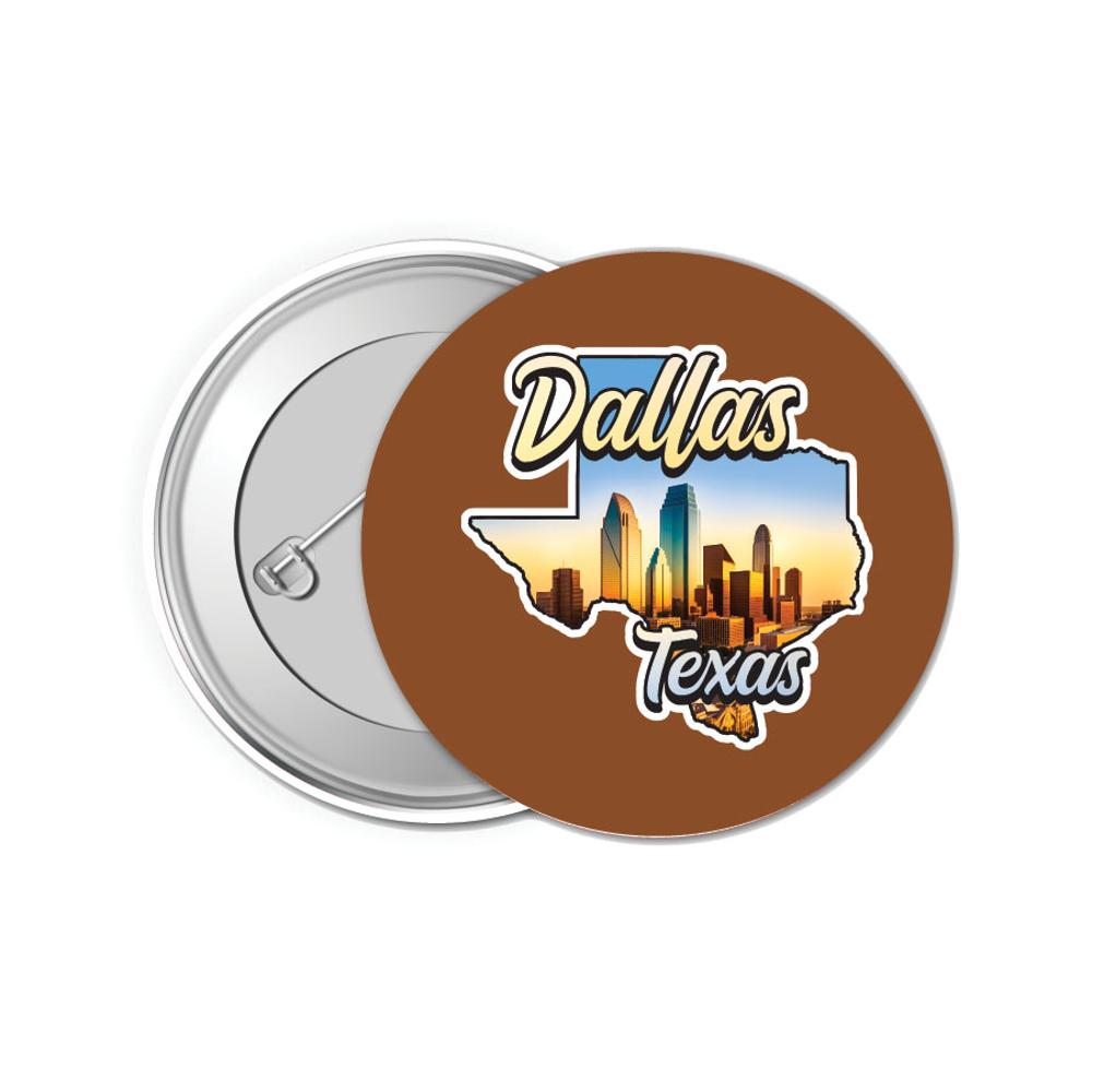 Dallas Texas Design A Souvenir Small 1-Inch Button Pin 4 Pack