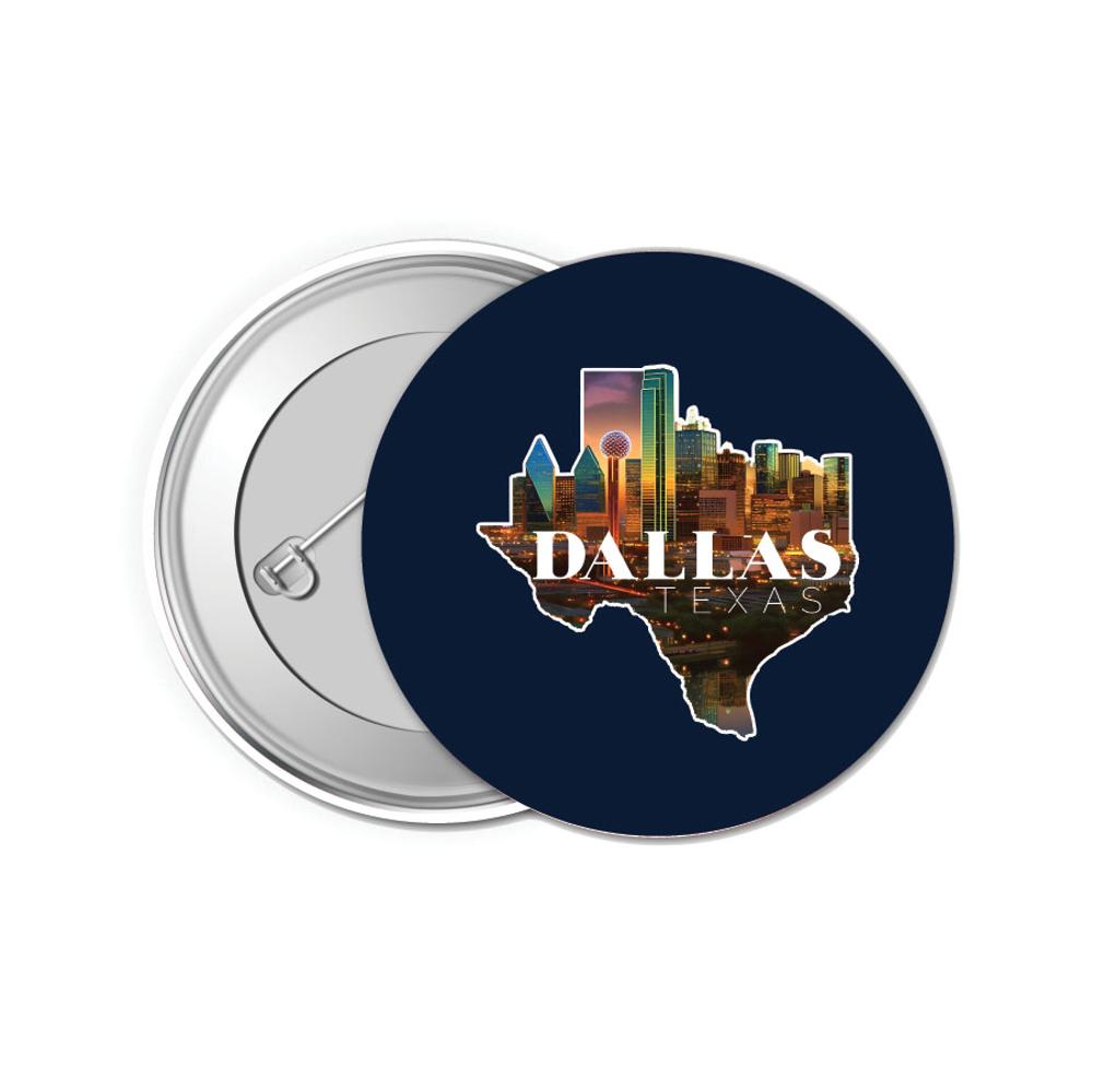 Dallas Texas Design C Souvenir Small 1-Inch Button Pin 4 Pack