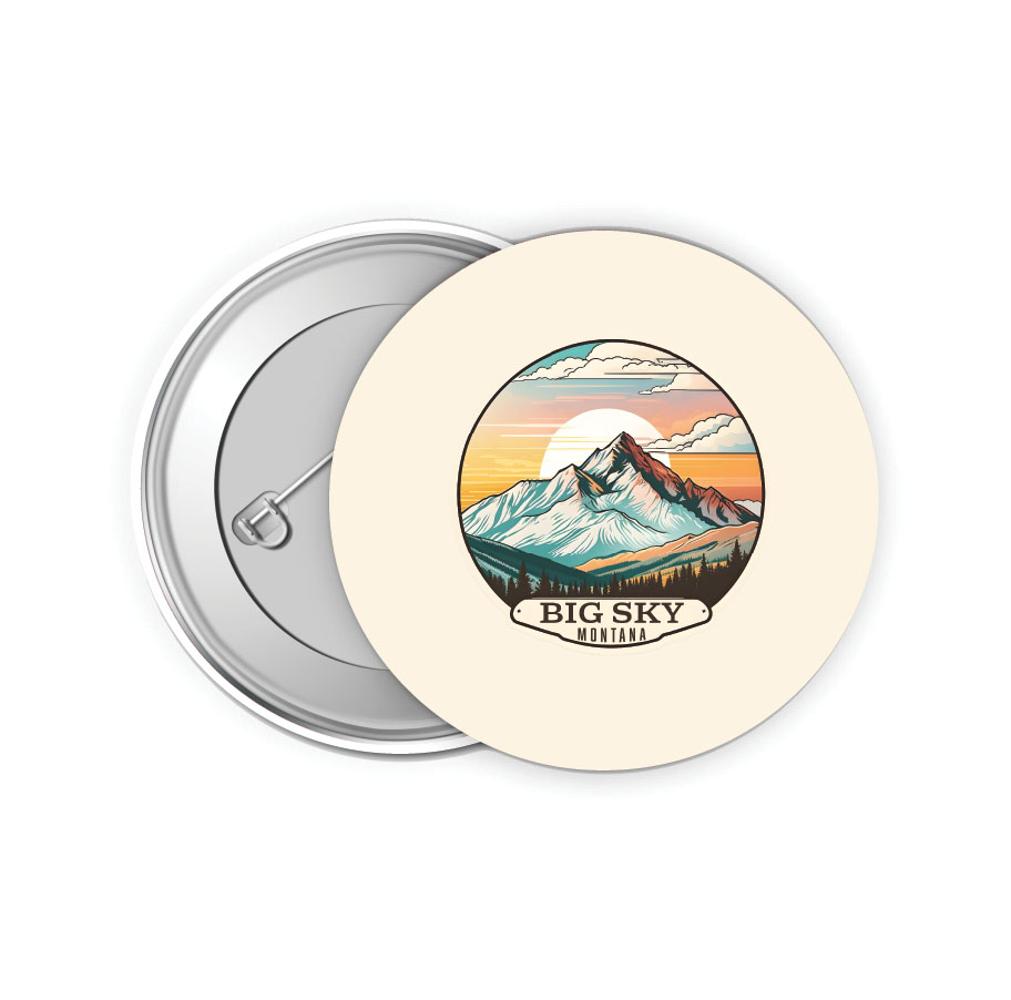 Big Sky Montana mountain Sunset Design Souvenir Small 2-Inch Button Pin 4 Pack