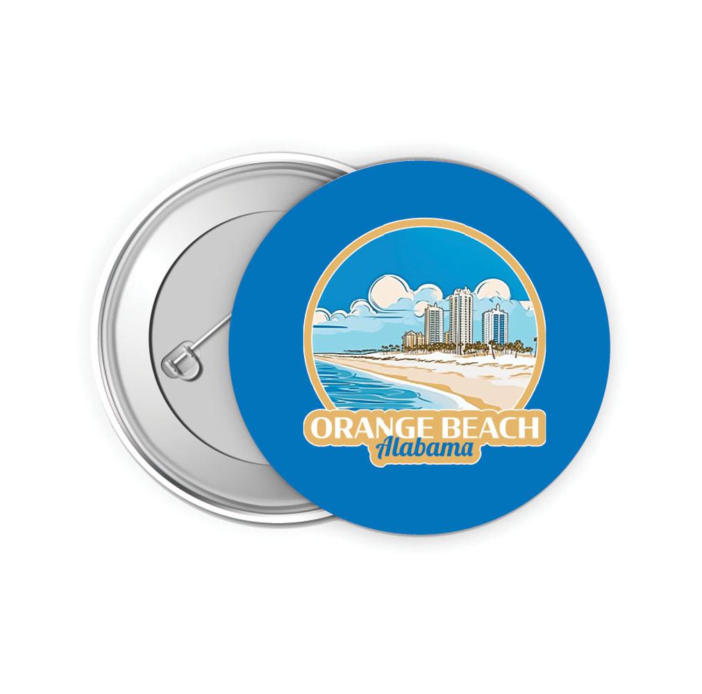 Orange Beach Alabama Design A Souvenir Small 2-Inch Button Pin 4 Pack