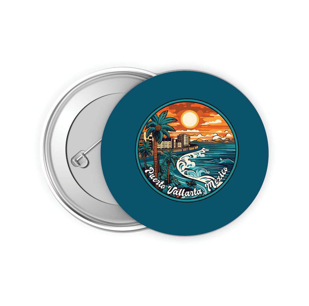 Puerto Vallarta Mexico Design B Souvenir Small 2-Inch Button Pin 4 Pack