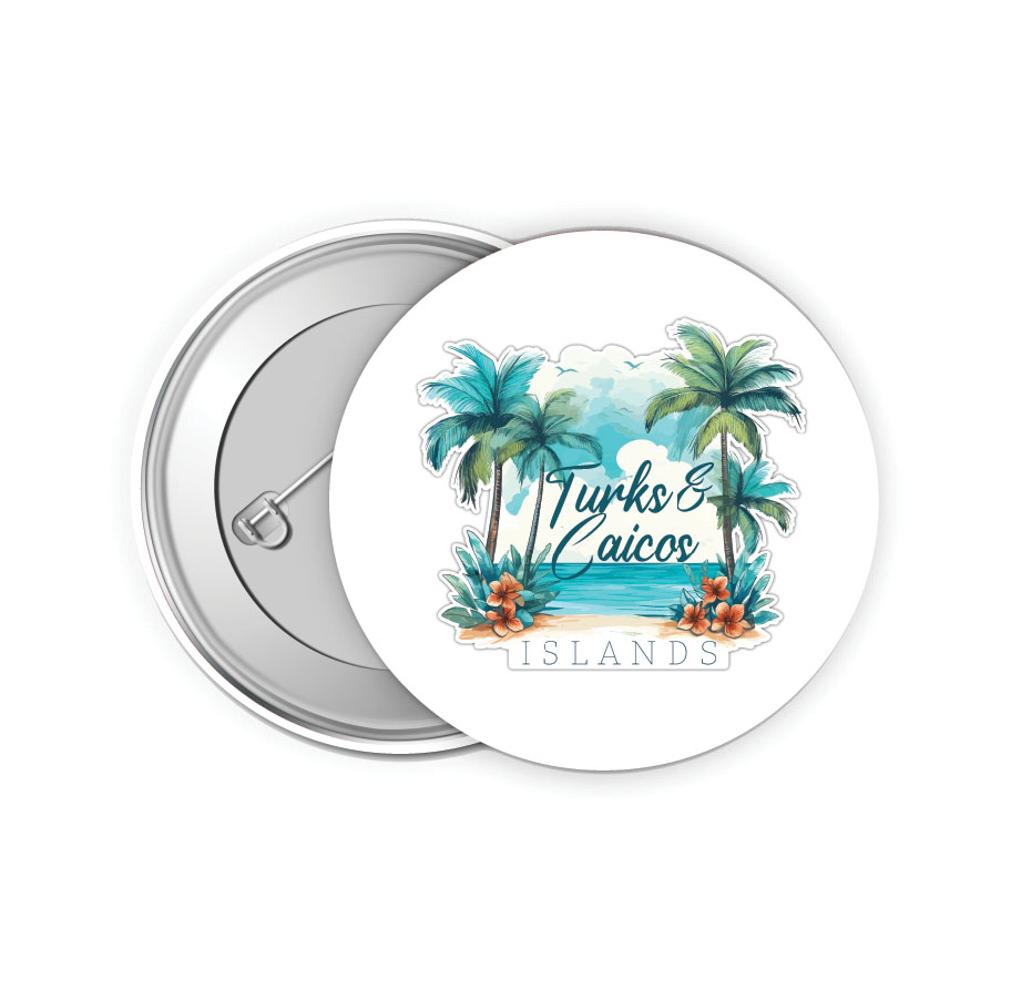 Turks And Caicos Design C Souvenir Small 2-Inch Button Pin 4 Pack