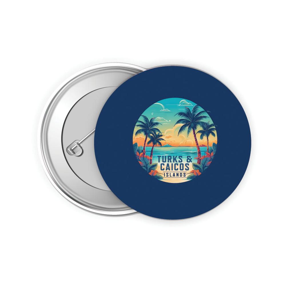 Turks And Caicos Design D Souvenir Small 2-Inch Button Pin 4 Pack