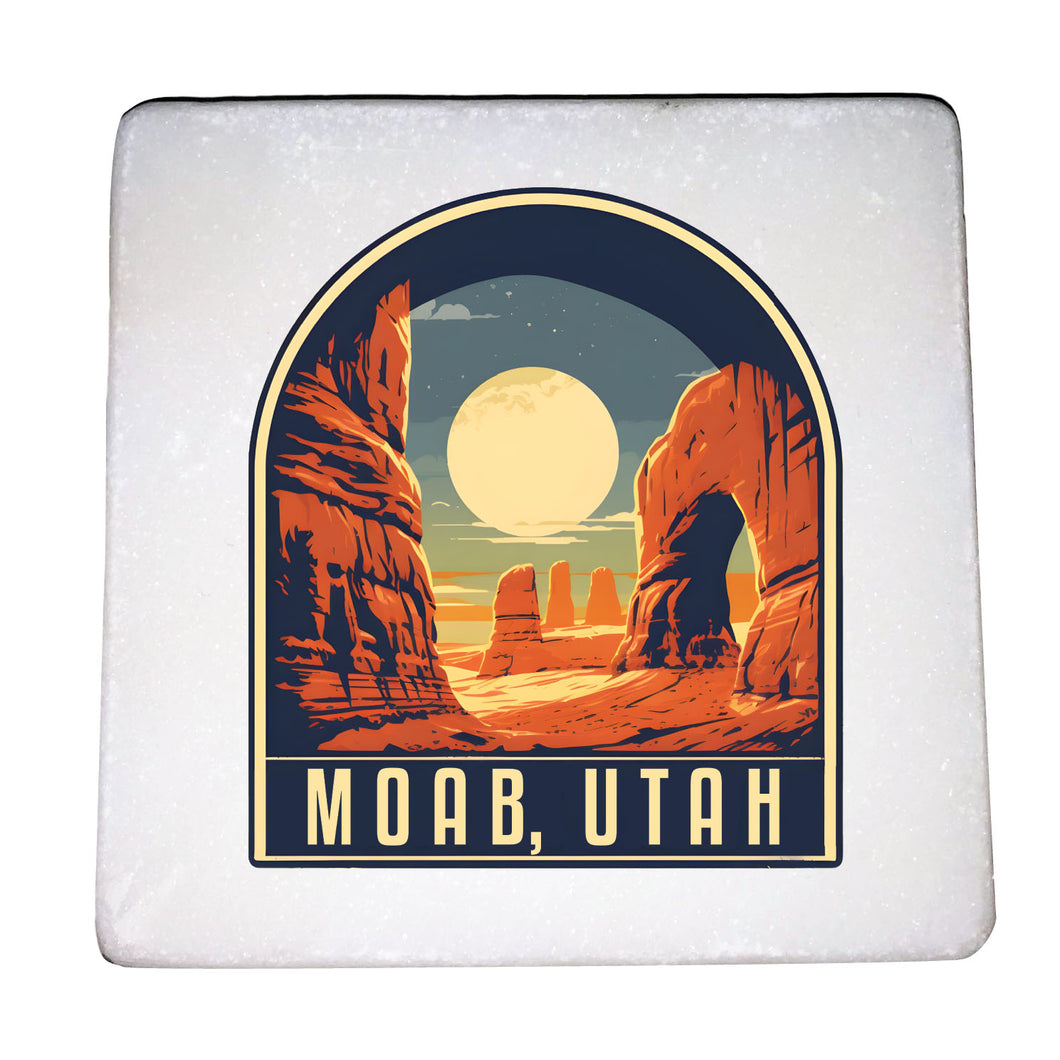 Moab Utah Design B Souvenir 4x4-Inch Coaster Marble  4 Pack