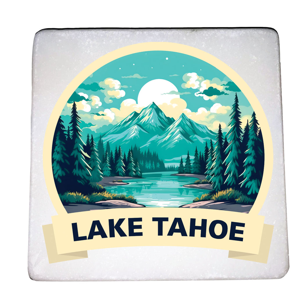 Lake Tahoe California Design A Souvenir 4x4-Inch Coaster Marble  4 Pack