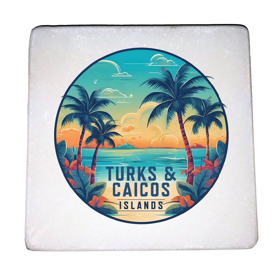 Turks And Caicos Design D Souvenir 4x4-Inch Coaster Marble  4 Pack