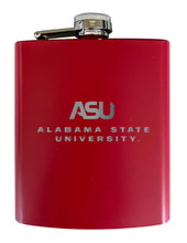 Load image into Gallery viewer, Alabama State University Stainless Steel Etched Flask 7 oz - Officially Licensed, Choose Your Color, Matte Finish
