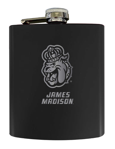 James Madison Dukes Stainless Steel Etched Flask 7 oz - Officially Licensed, Choose Your Color, Matte Finish