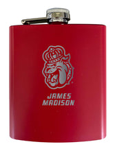 Load image into Gallery viewer, James Madison Dukes Stainless Steel Etched Flask 7 oz - Officially Licensed, Choose Your Color, Matte Finish
