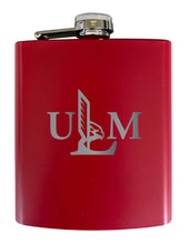 Load image into Gallery viewer, University of Louisiana Monroe Stainless Steel Etched Flask 7 oz - Officially Licensed, Choose Your Color, Matte Finish
