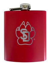 Load image into Gallery viewer, South Dakota Coyotes Stainless Steel Etched Flask 7 oz - Officially Licensed, Choose Your Color, Matte Finish
