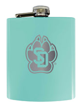 Load image into Gallery viewer, South Dakota Coyotes Stainless Steel Etched Flask 7 oz - Officially Licensed, Choose Your Color, Matte Finish
